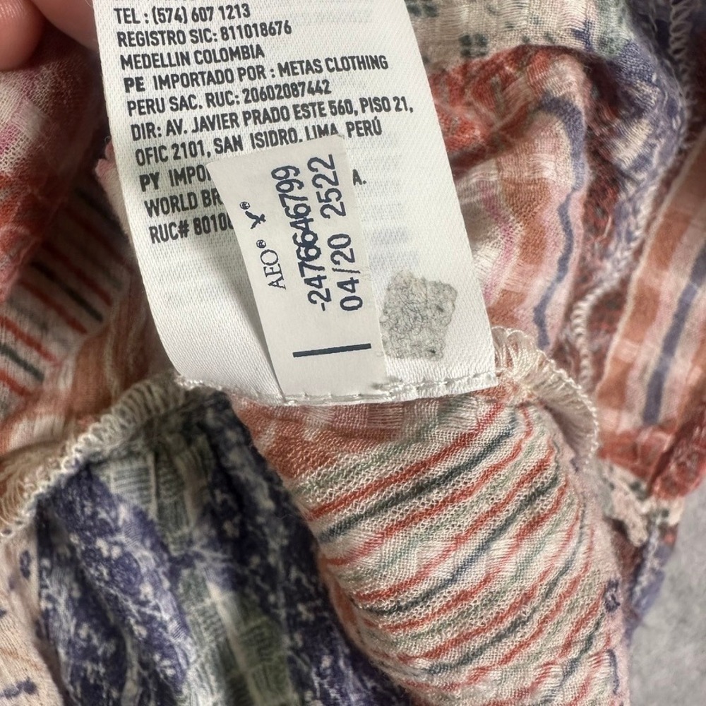 American Eagle Patchwork Peasant Blouse Multicolo… - image 14